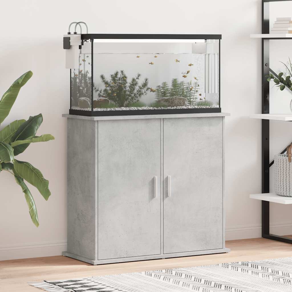 vidaXL Стойка за аквариум бетонна сива 81x36x73 см инженерно дърво