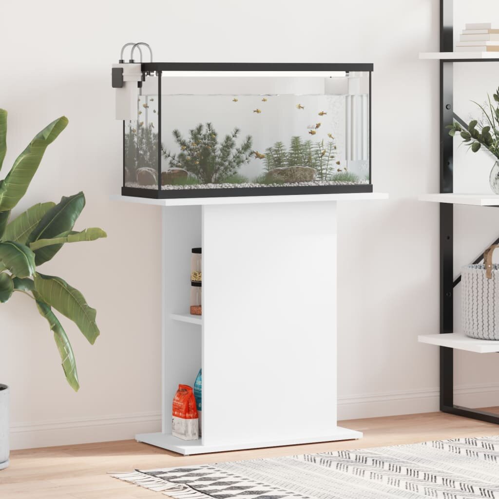 vidaXL Стойка за аквариум бяла 75x36x725 см инженерно дърво