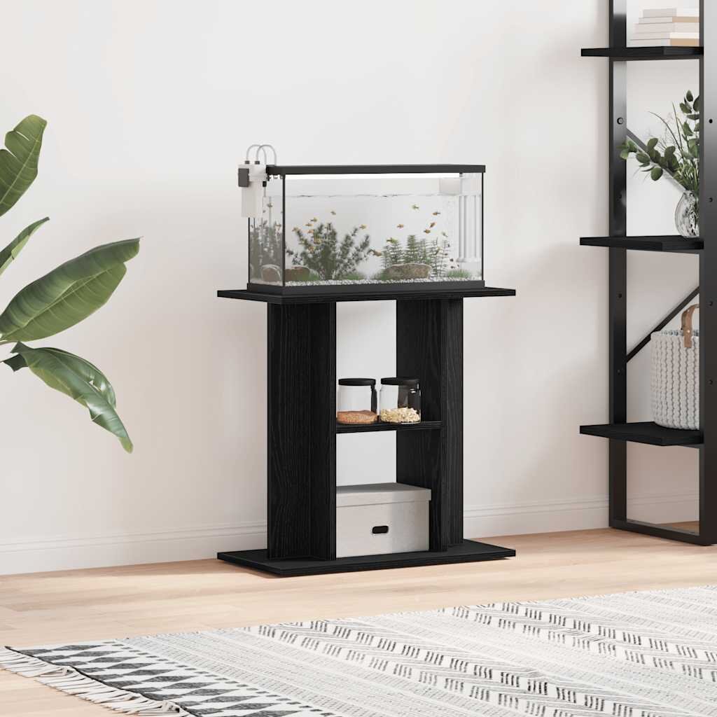 vidaXL Стойка за аквариум черен дъб 60x30x60 см инженерно дърво