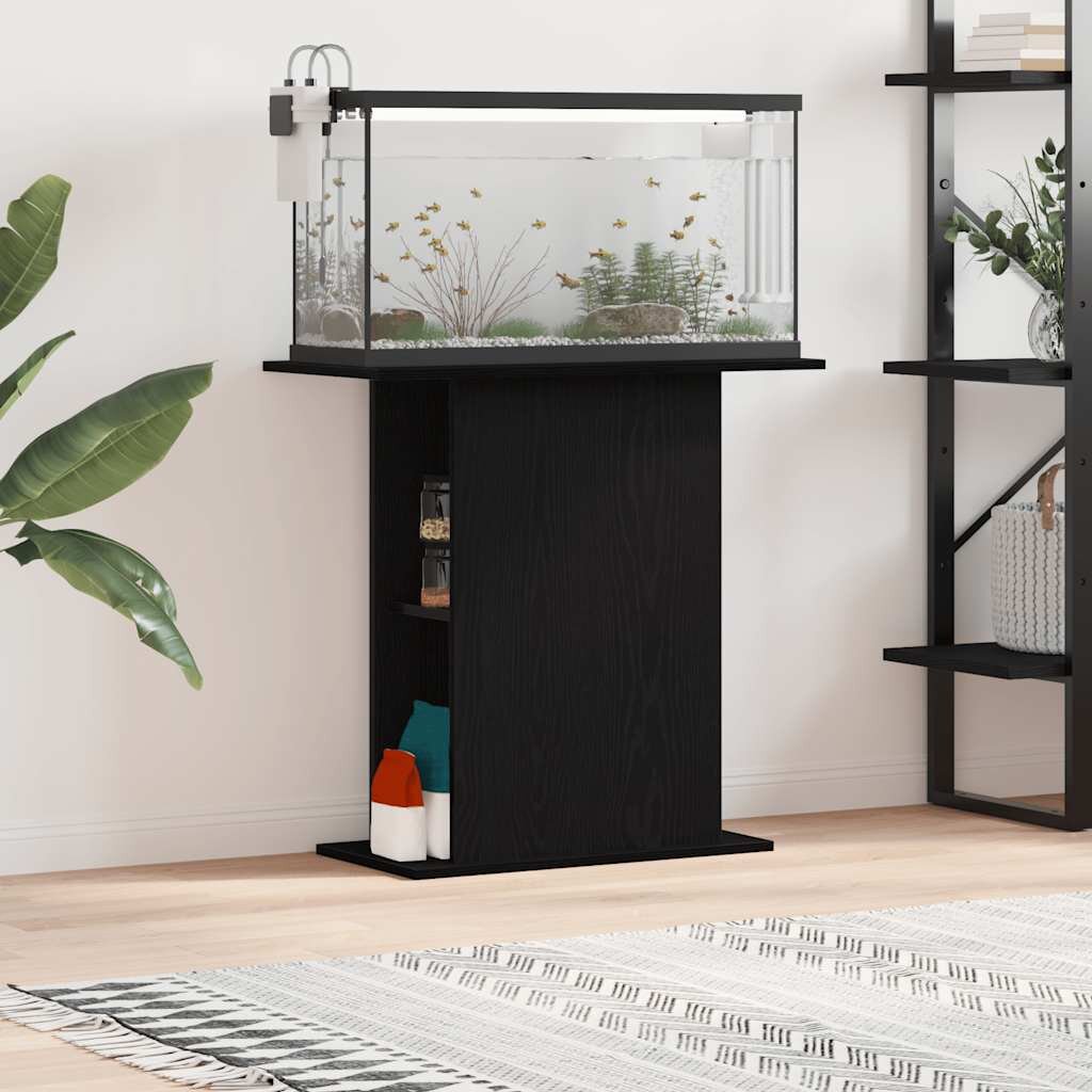 vidaXL Стойка за аквариум черен дъб 75x36x725 см инженерно дърво