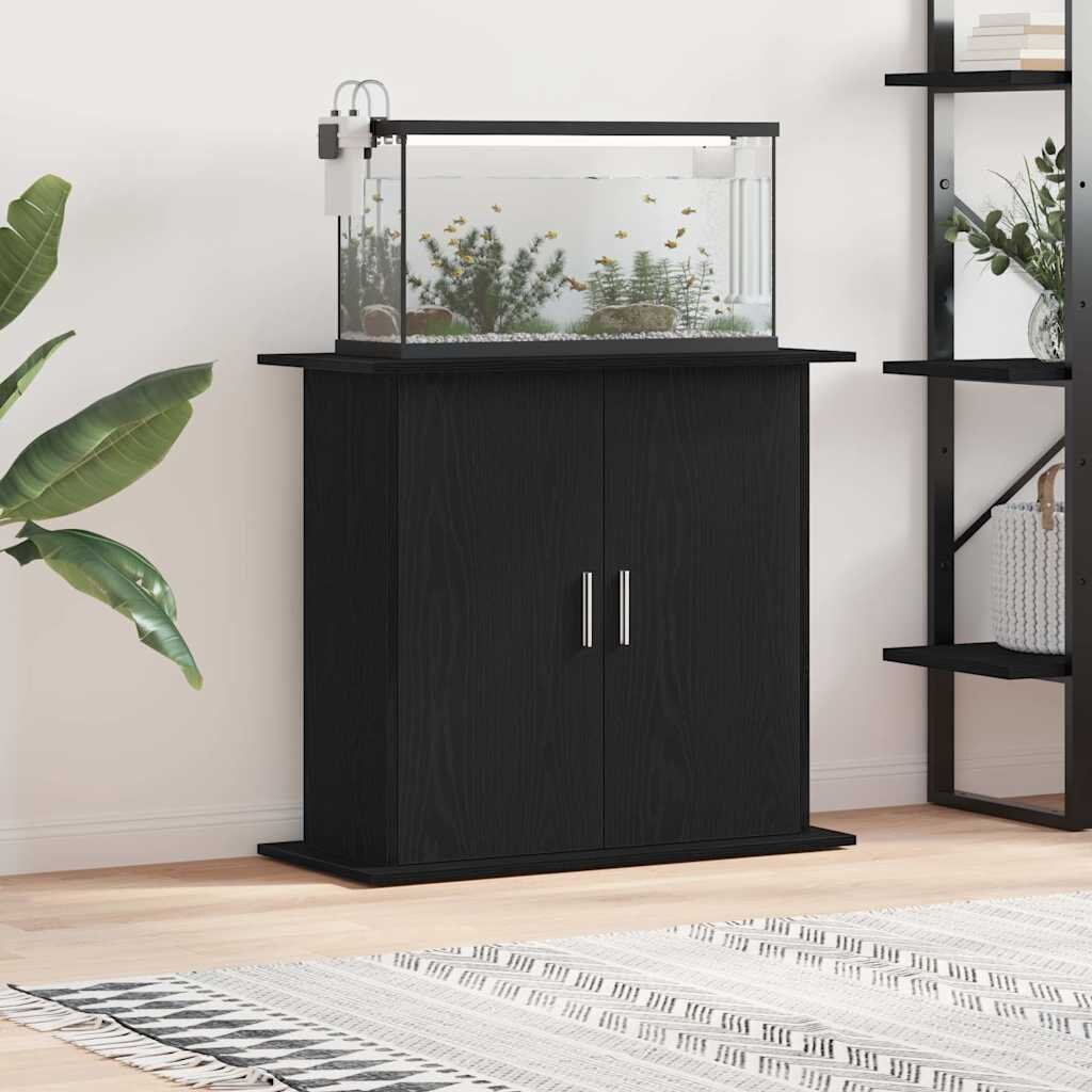 vidaXL Стойка за аквариум черен дъб 81x36x73 см инженерно дърво