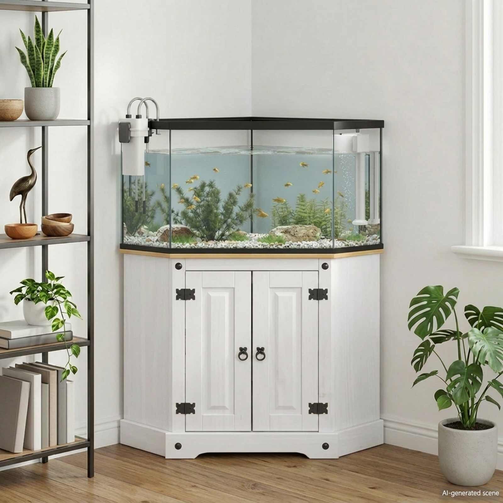 vidaXL Стойка за аквариум CORONA Бяло 70 x 70 x 73 cm 300 кг