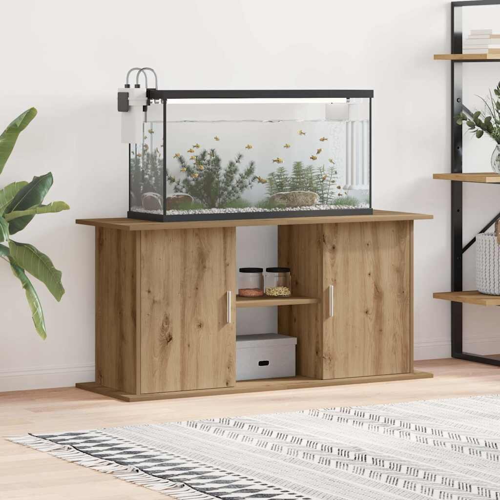 vidaXL Стойка за аквариум дъб 121x41x58 см инженерно дърво