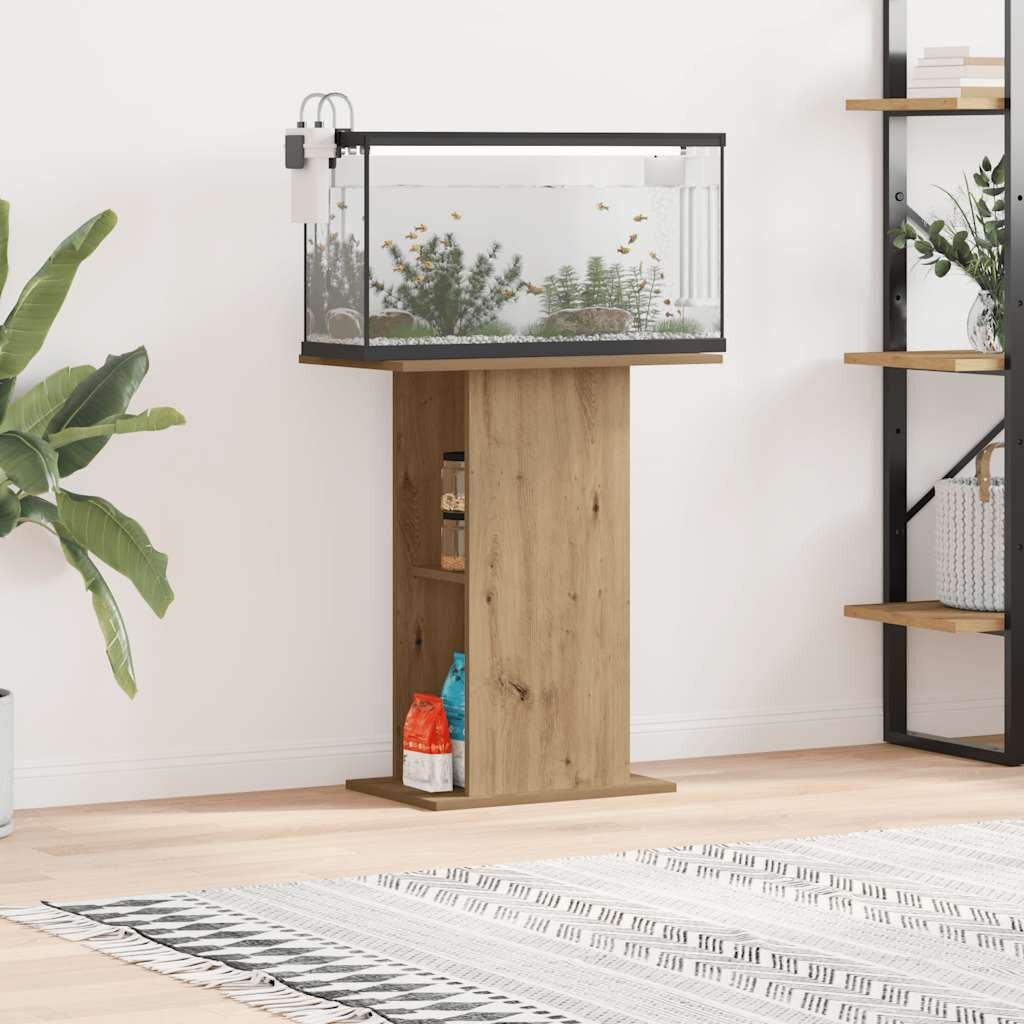 vidaXL Стойка за аквариум дъб 36x605x725 см инженерно дърво