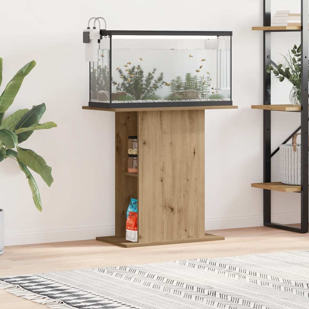 vidaXL Стойка за аквариум дъб 36x75x725 см инженерно дърво