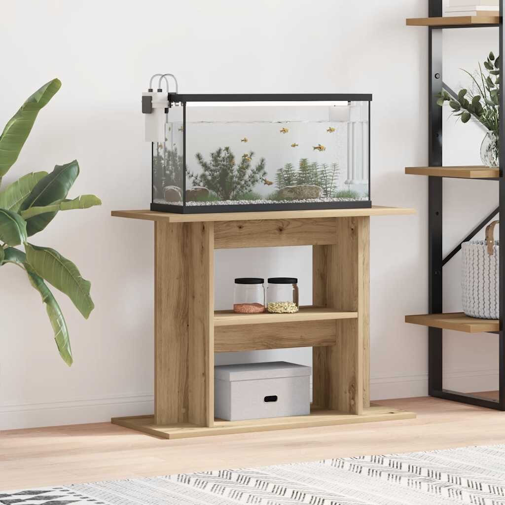 vidaXL Стойка за аквариум дъб 80x35x60 см инженерно дърво