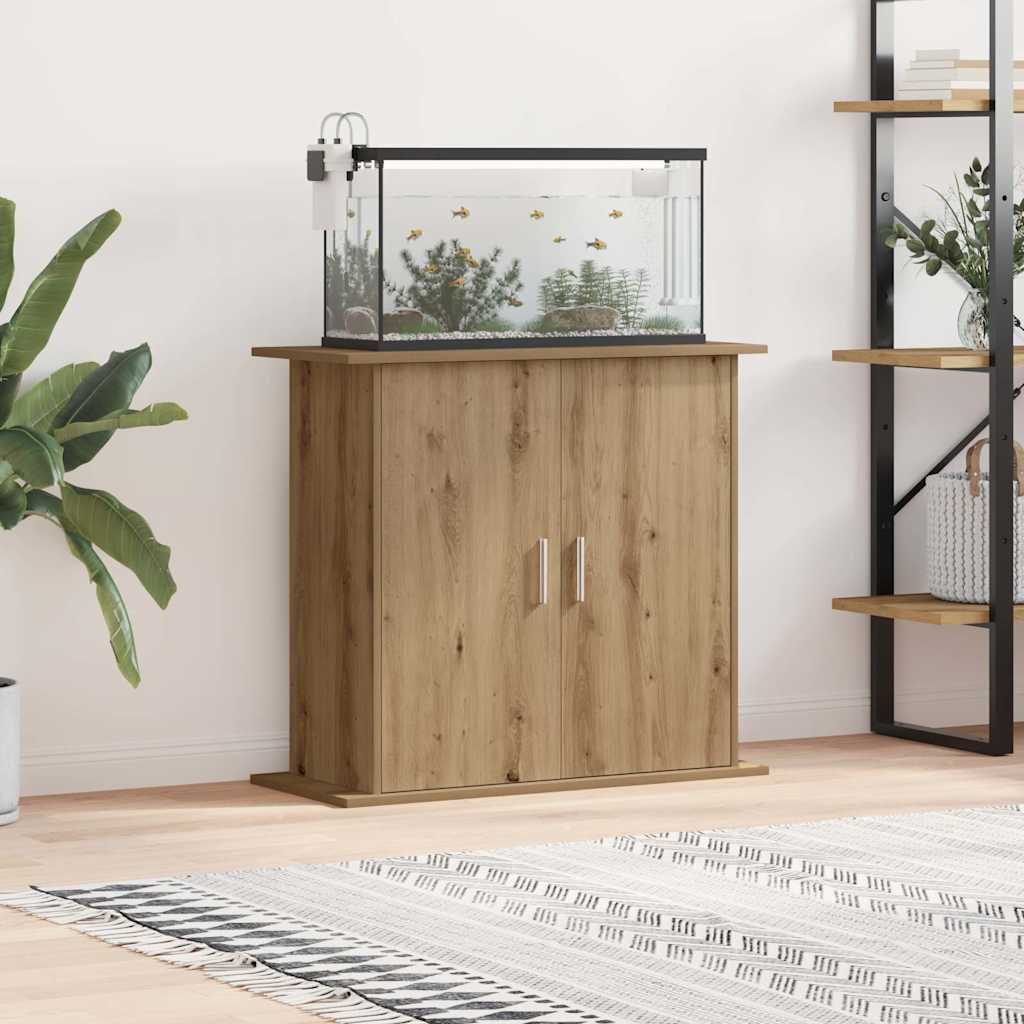 vidaXL Стойка за аквариум дъб 81x36x73 см инженерно дърво