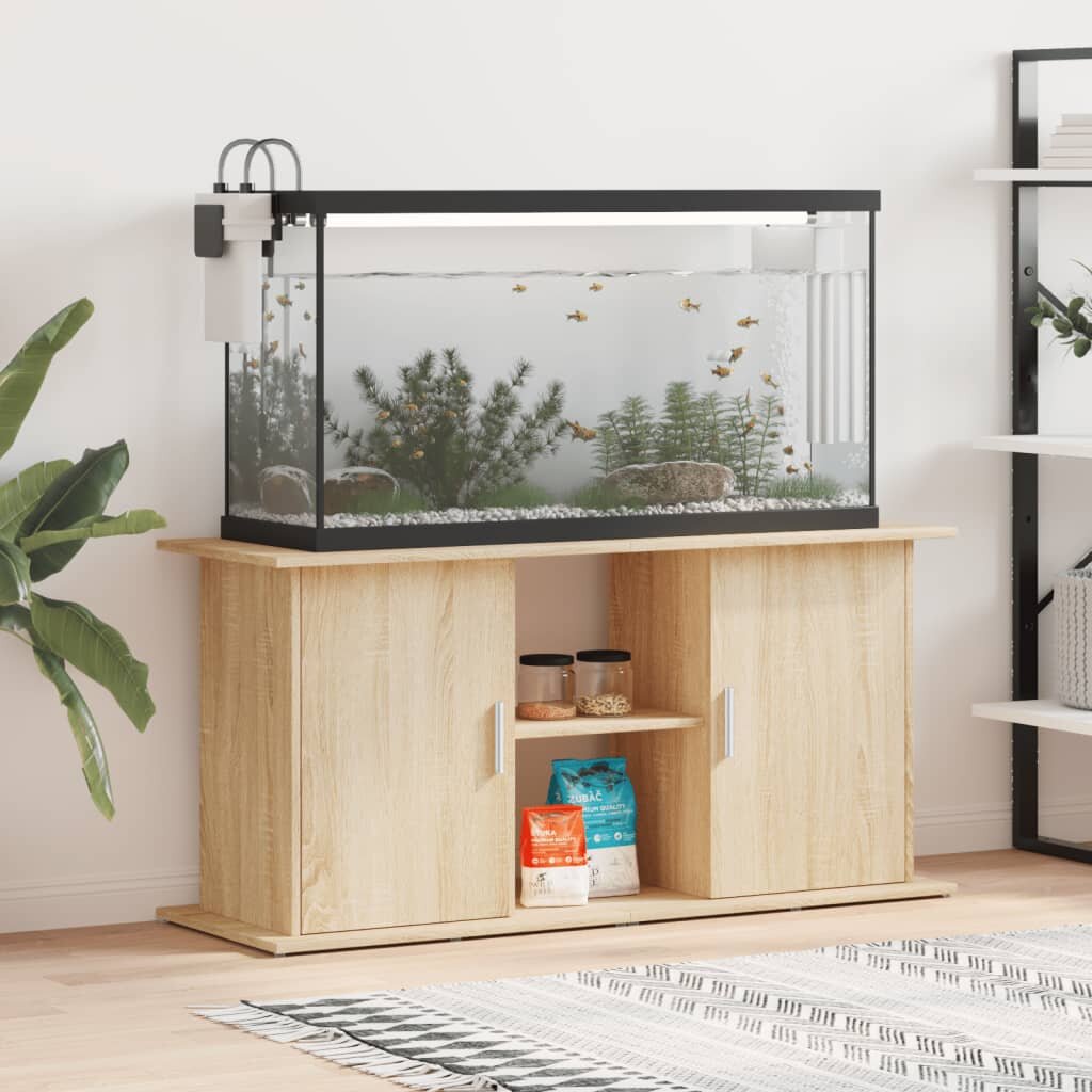 vidaXL Стойка за аквариум дъб сонома 121x41x58 см инженерно дърво