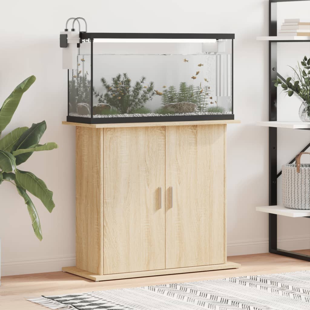 vidaXL Стойка за аквариум дъб сонома 81x36x73 см инженерно дърво