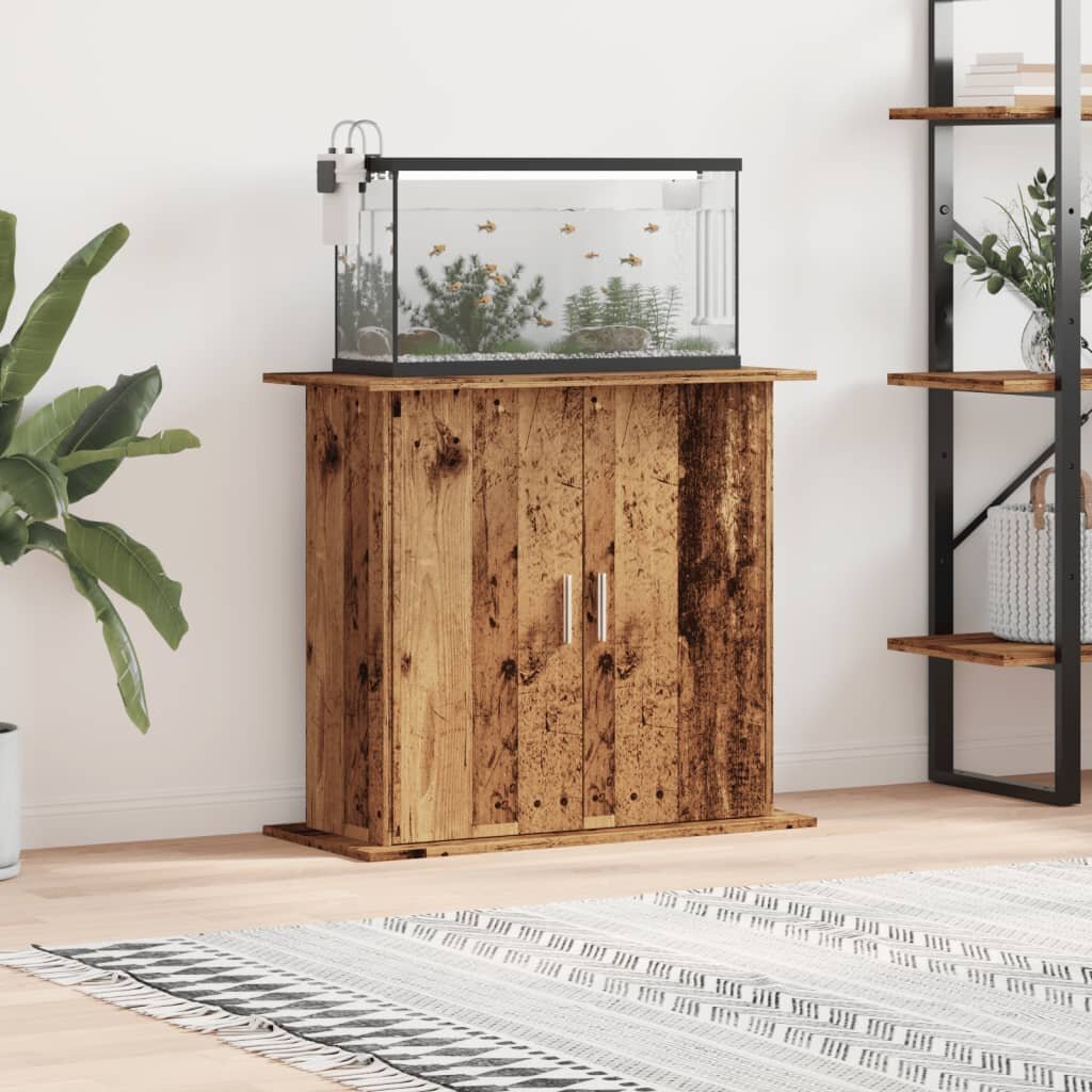 vidaXL Стойка за аквариум от старо дърво 81x36x73 cm Инженерно дърво