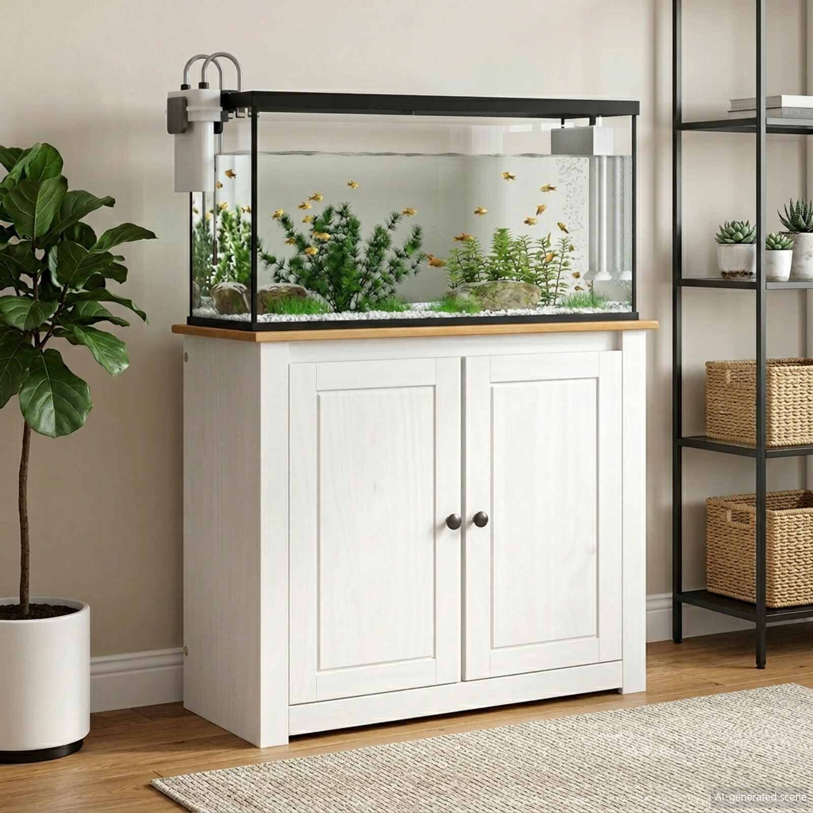 vidaXL Стойка за аквариум PANAMA Бяло и кафяво 81 x 36 x 73 cm 250 kg