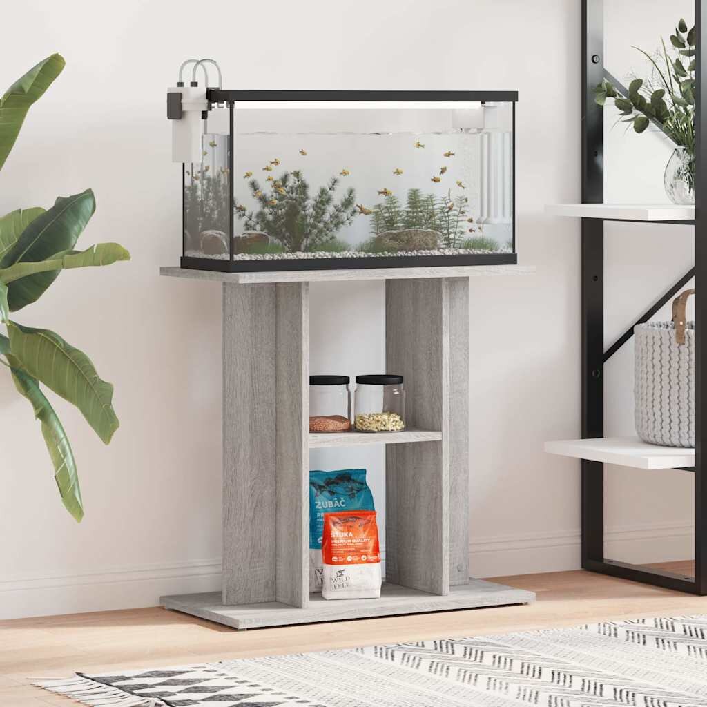 vidaXL Стойка за аквариум сива сонома 60x30x60 см инженерно дърво