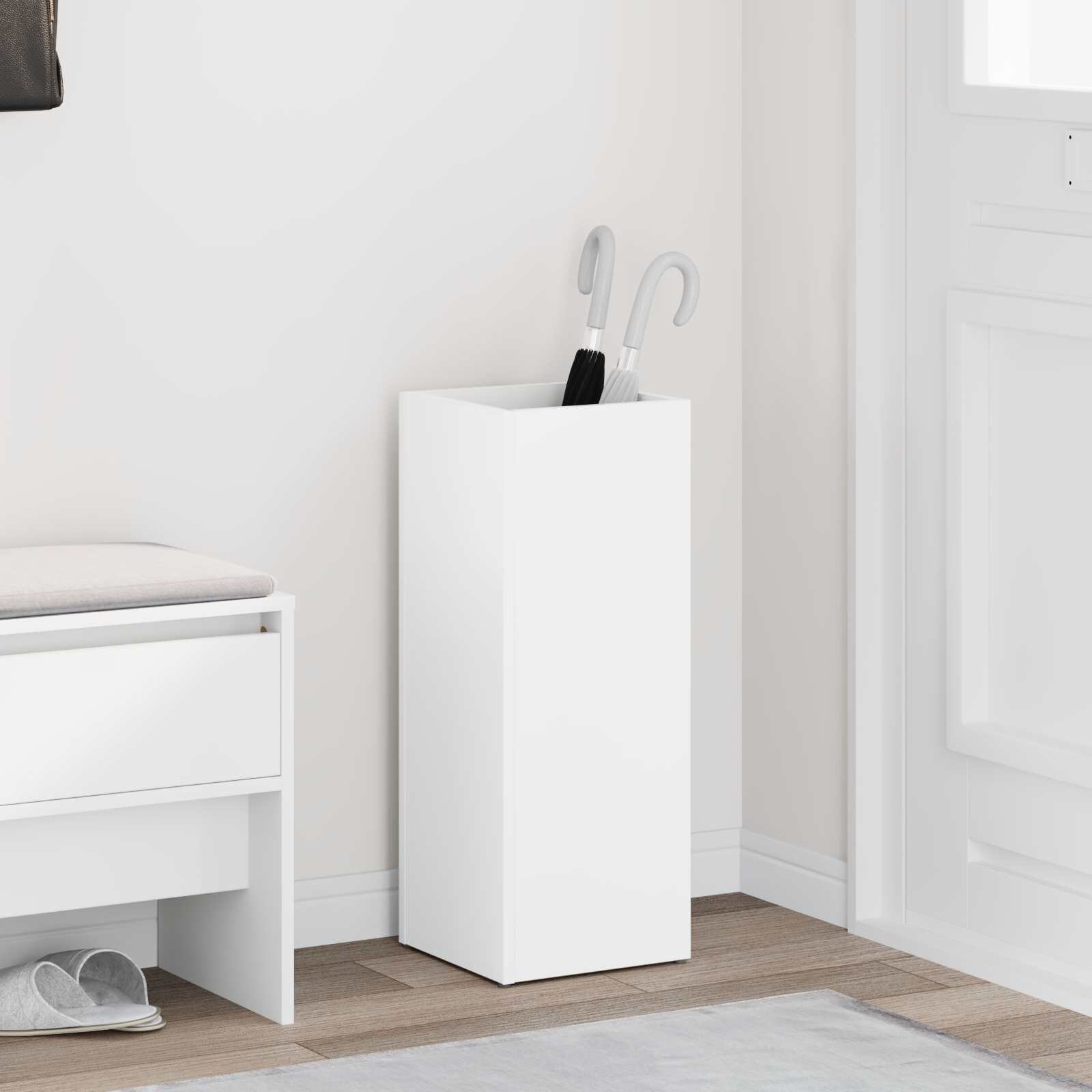 vidaXL Стойка за чадър Бяло 25 x 245 x 64 см Инженерна дървесина