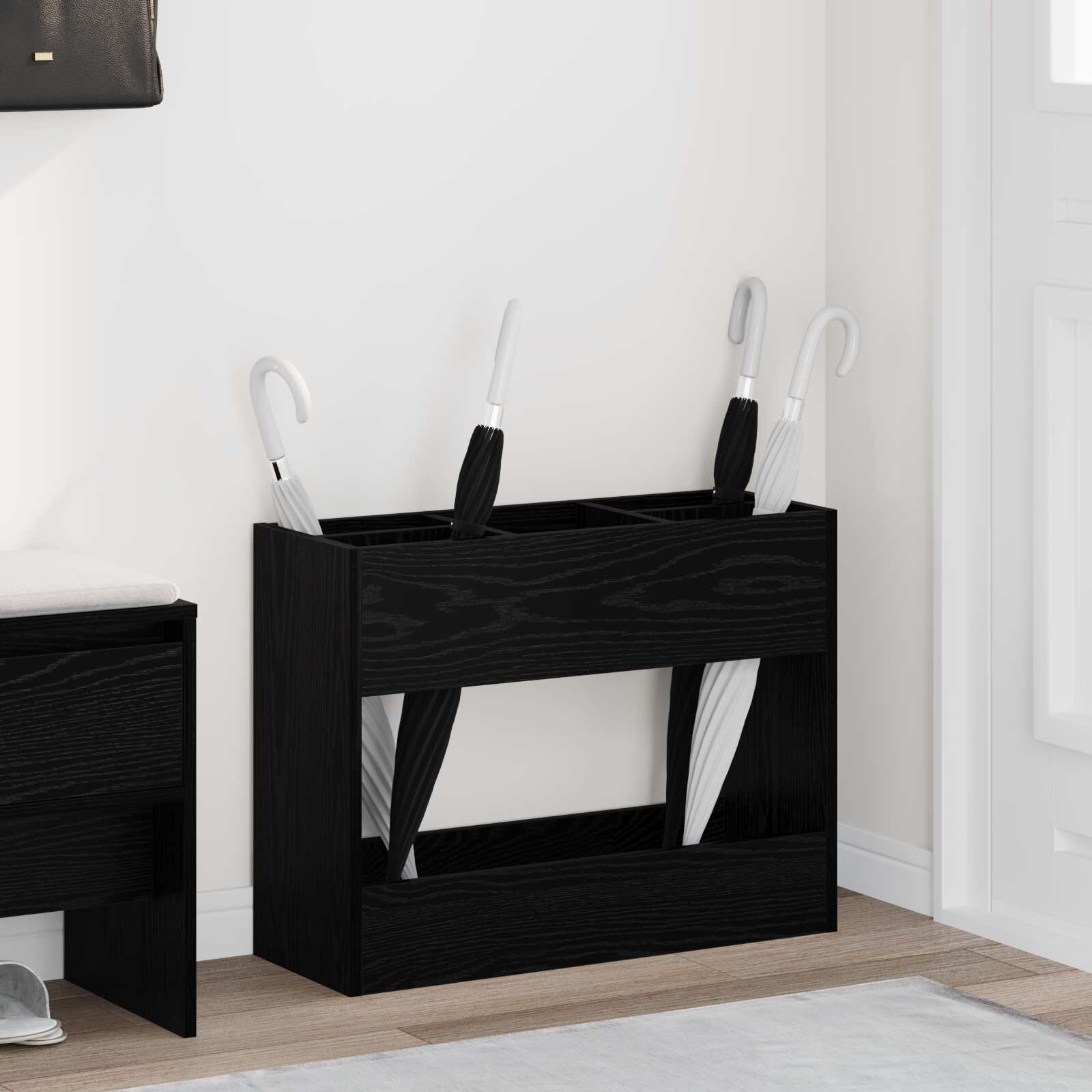 vidaXL Стойка за чадър Черния дъб 65 x 24 x 50 см Инженерна дървесина