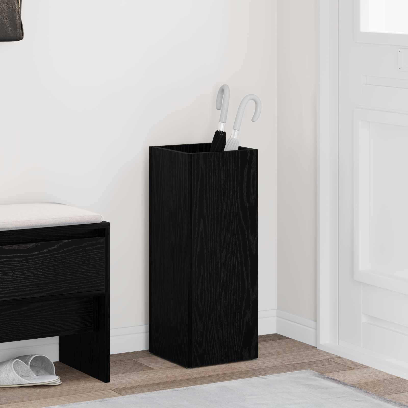 vidaXL Стойка за чадър със съхранение Черния дъб 25 x 245 x 64 см