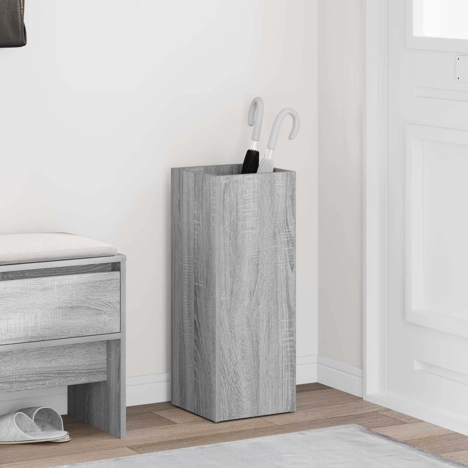 vidaXL Стойка за чадър със съхранение Сив Сонома 25 x 245 x 64 см