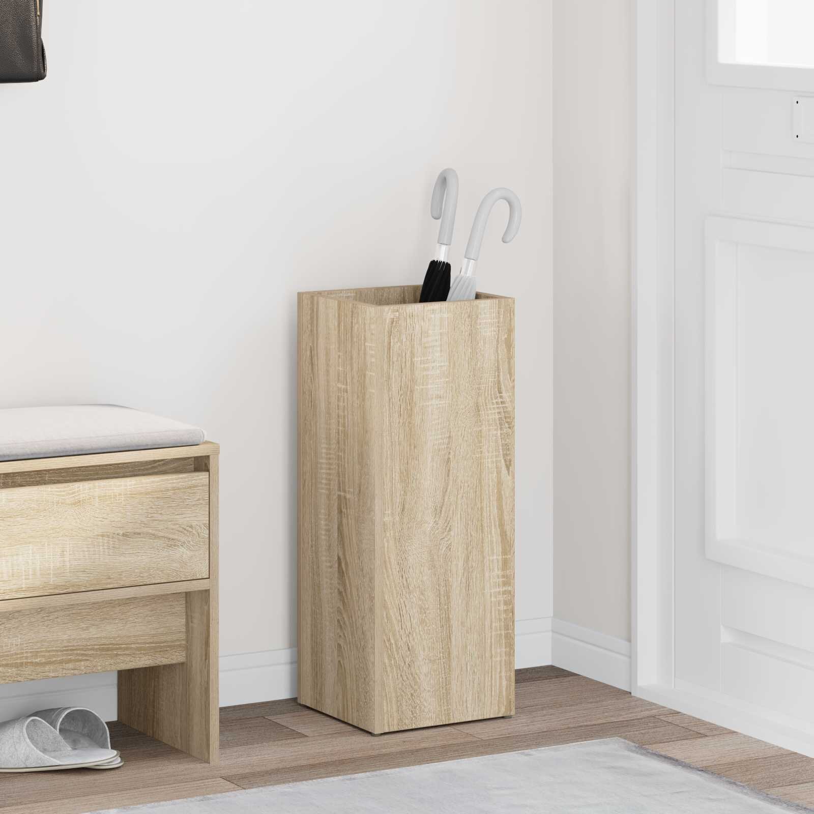 vidaXL Стойка за чадър със съхранение Сонома дъб 25 x 245 x 64 см