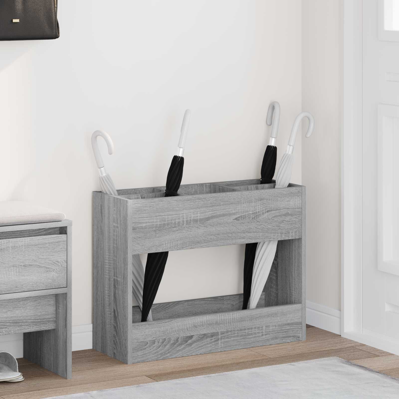 vidaXL Стойка за чадър Сив Сонома 65 x 24 x 50 см Инженерна дървесина