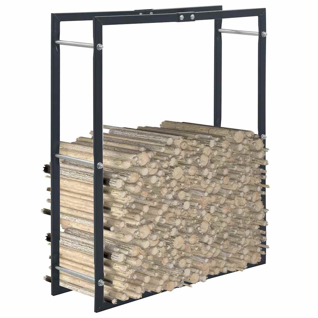 vidaXL Стойка за дърва черна 80x25x100 см стомана
