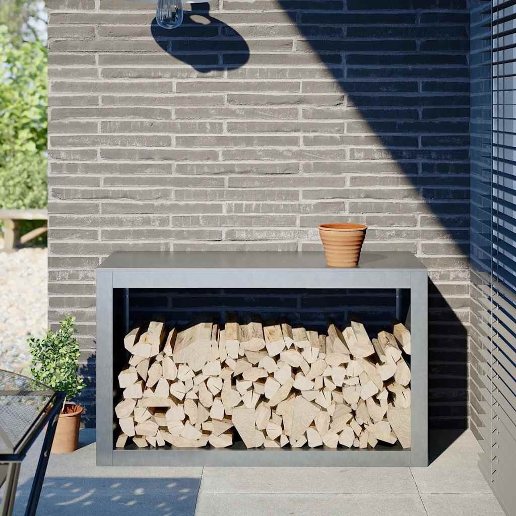 vidaXL Стойка за дърва за огрев 100x40x60 см поцинкована стомана