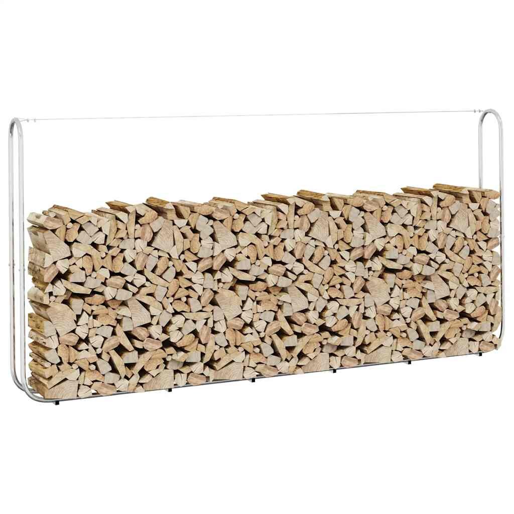 vidaXL Стойка за дърва за огрев 300x25x150 cm Поцинкована стомана