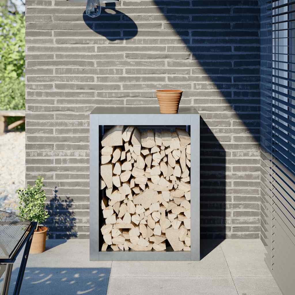 vidaXL Стойка за дърва за огрев 60x40x80 см поцинкована стомана