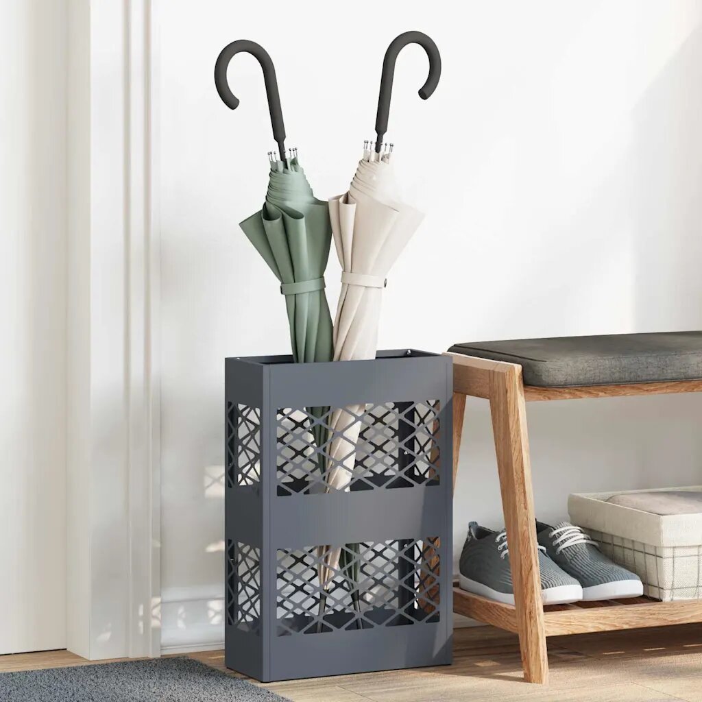 vidaXL Стойка за дъждовен чадър Антрацит 28 x 12 x 41 см Стомана