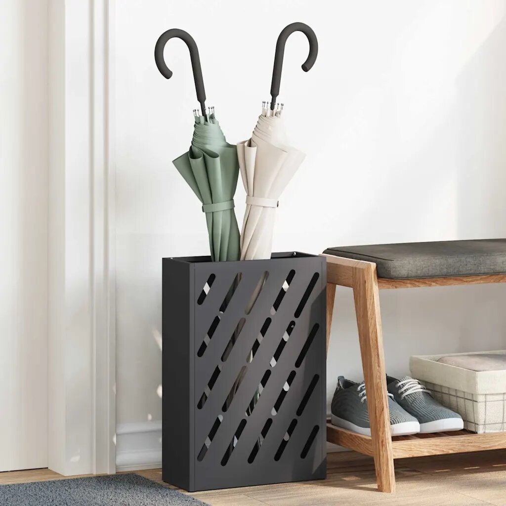 vidaXL Стойка за дъждовен чадър Черно 28 x 12 x 41 см Стомана