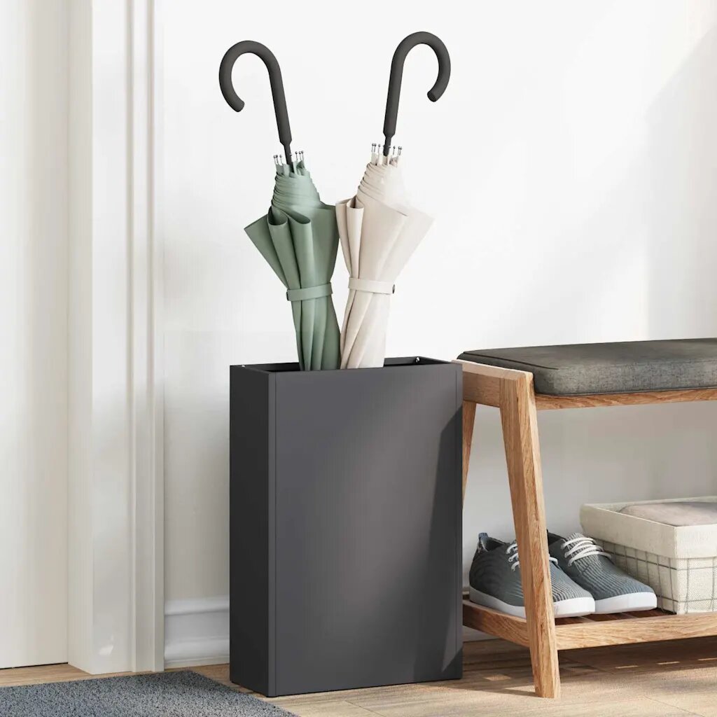 vidaXL Стойка за дъждовен чадър Черно 28 x 12 x 41 см Стомана