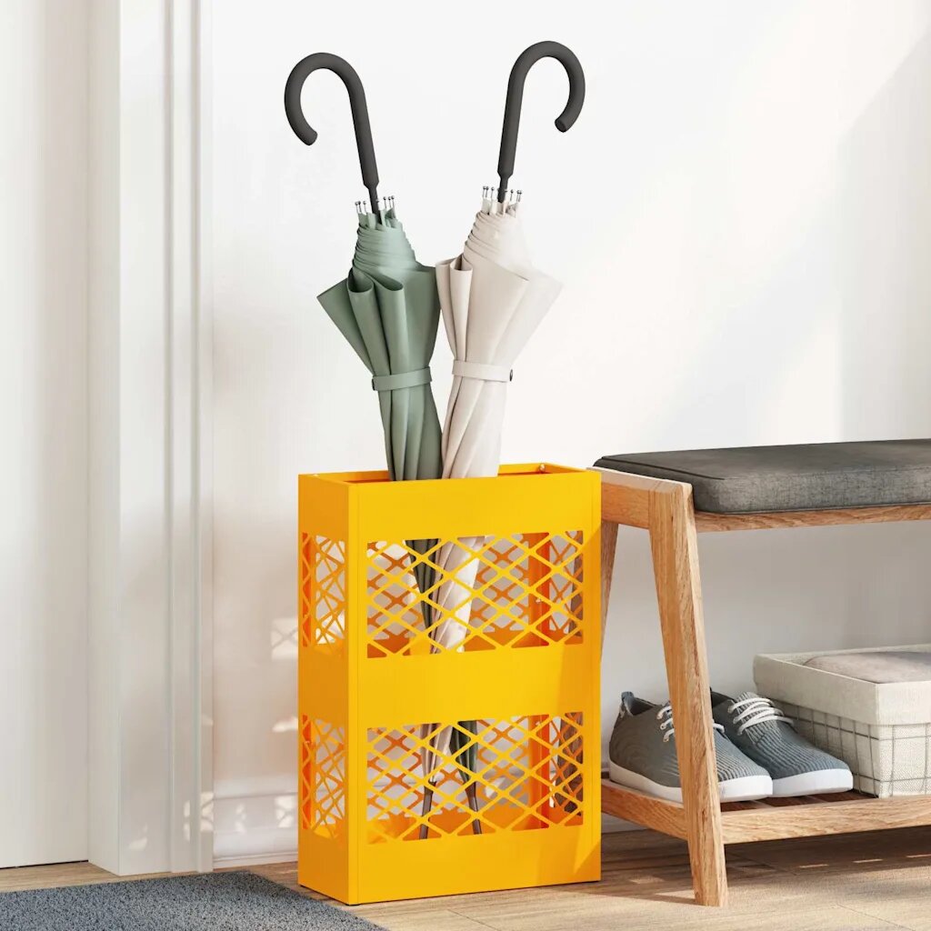 vidaXL Стойка за дъждовен чадър Горчично жълто 28 x 12 x 41 см Стомана