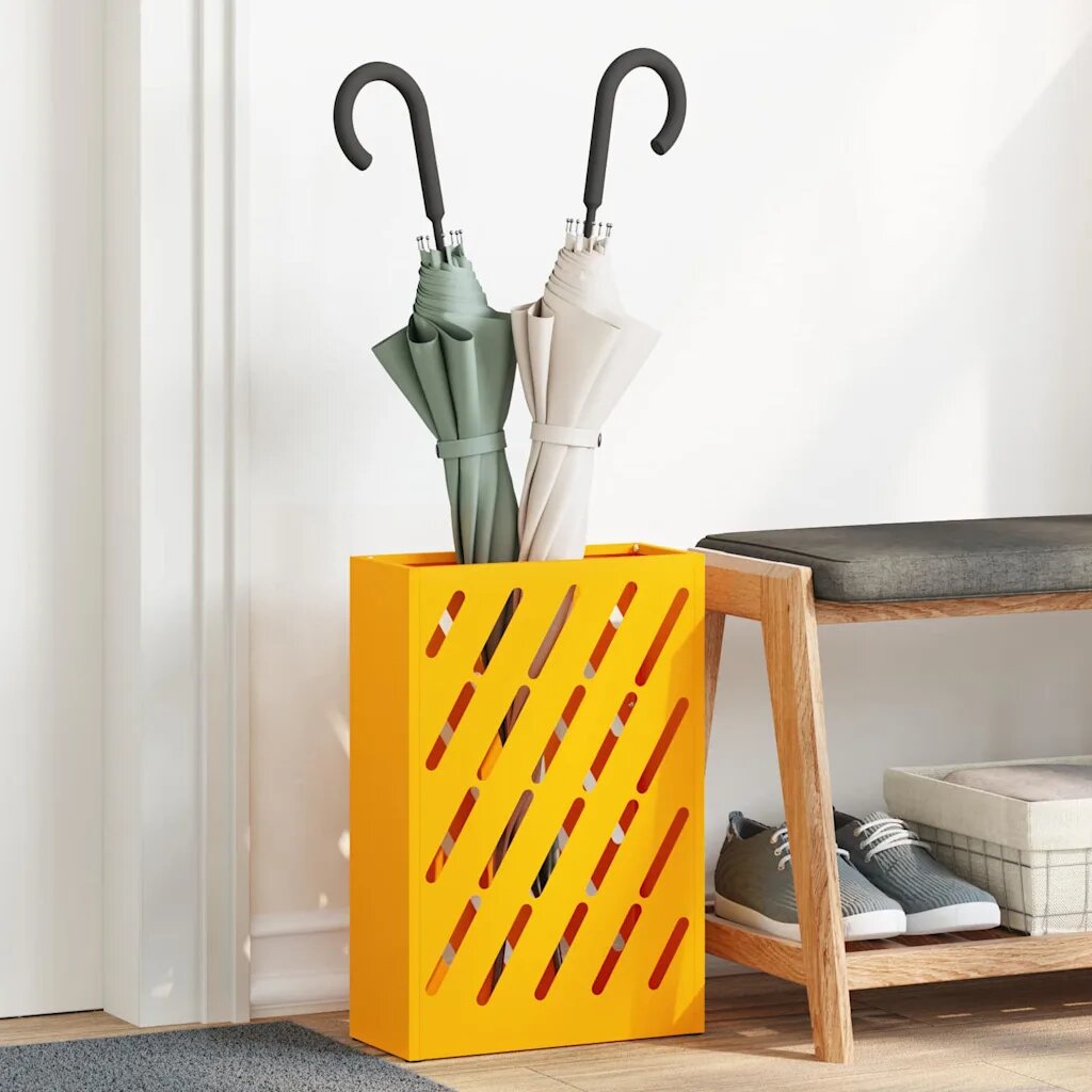 vidaXL Стойка за дъждовен чадър Горчично жълто 28 x 12 x 41 см Стомана