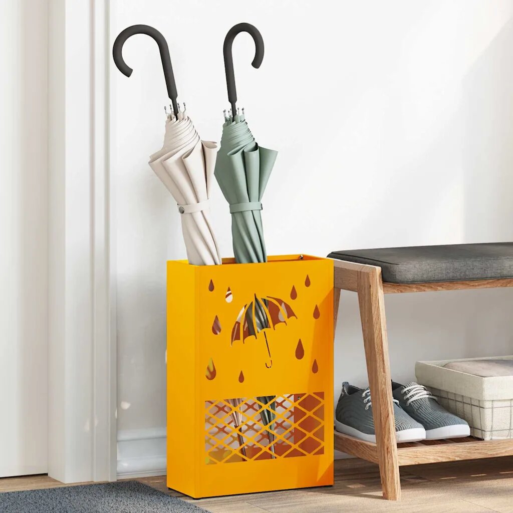vidaXL Стойка за дъждовен чадър Горчично жълто 28 x 12 x 41 см Стомана