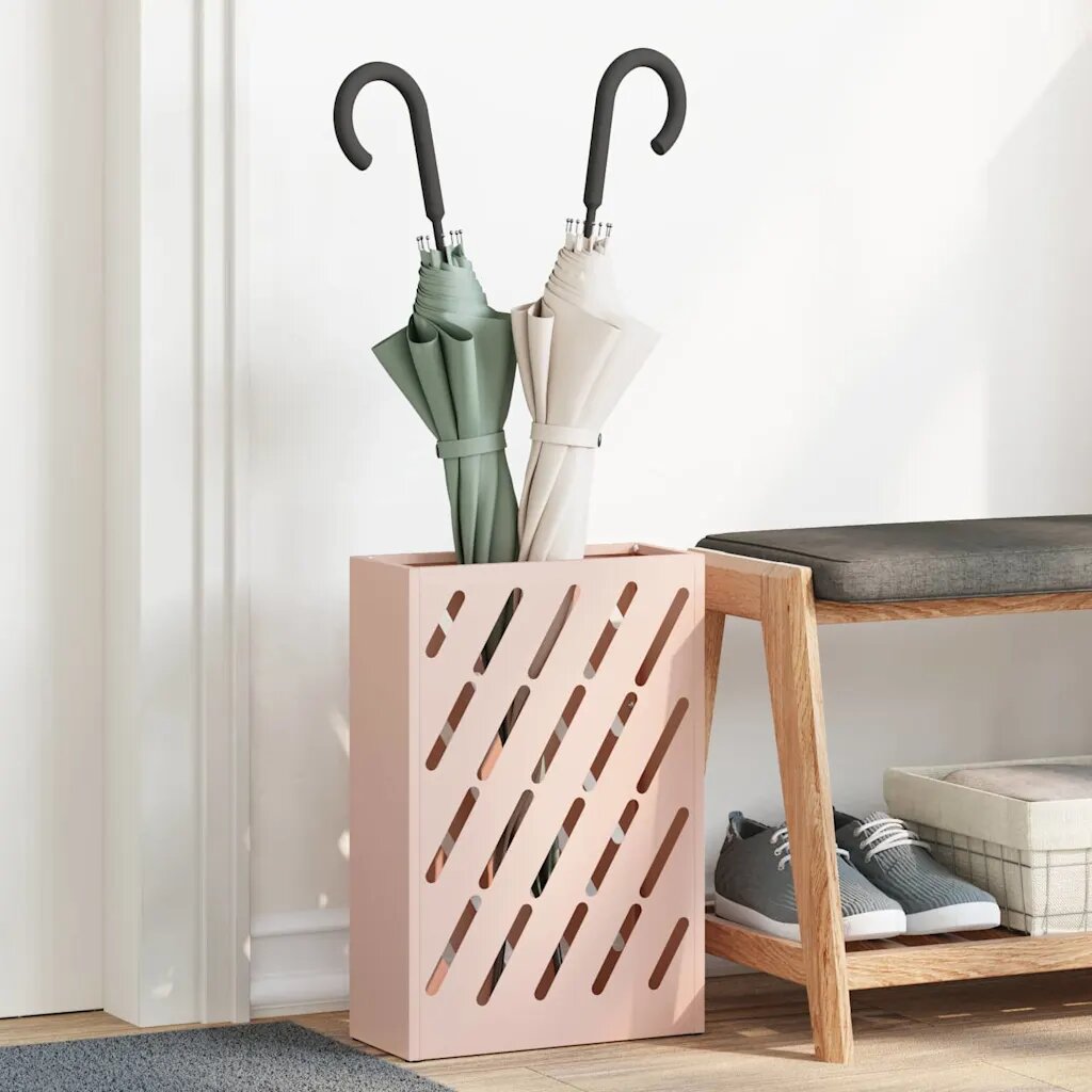vidaXL Стойка за дъждовен чадър Розово 28 x 12 x 41 см Стомана