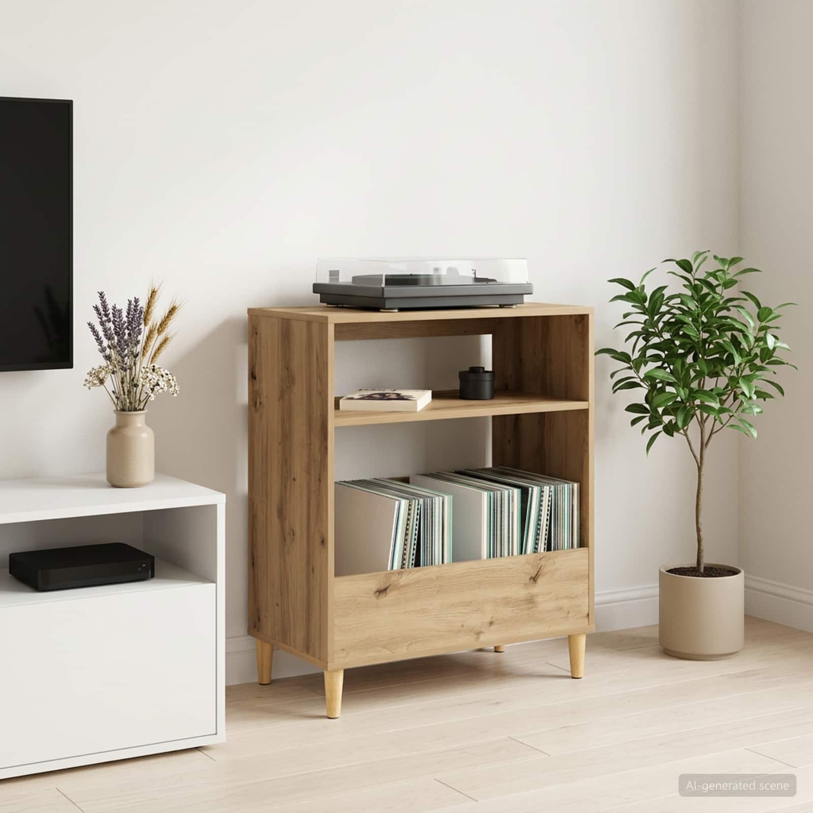 vidaXL Стойка за грамофон Дъб артизан 71 x 395 x 83 см