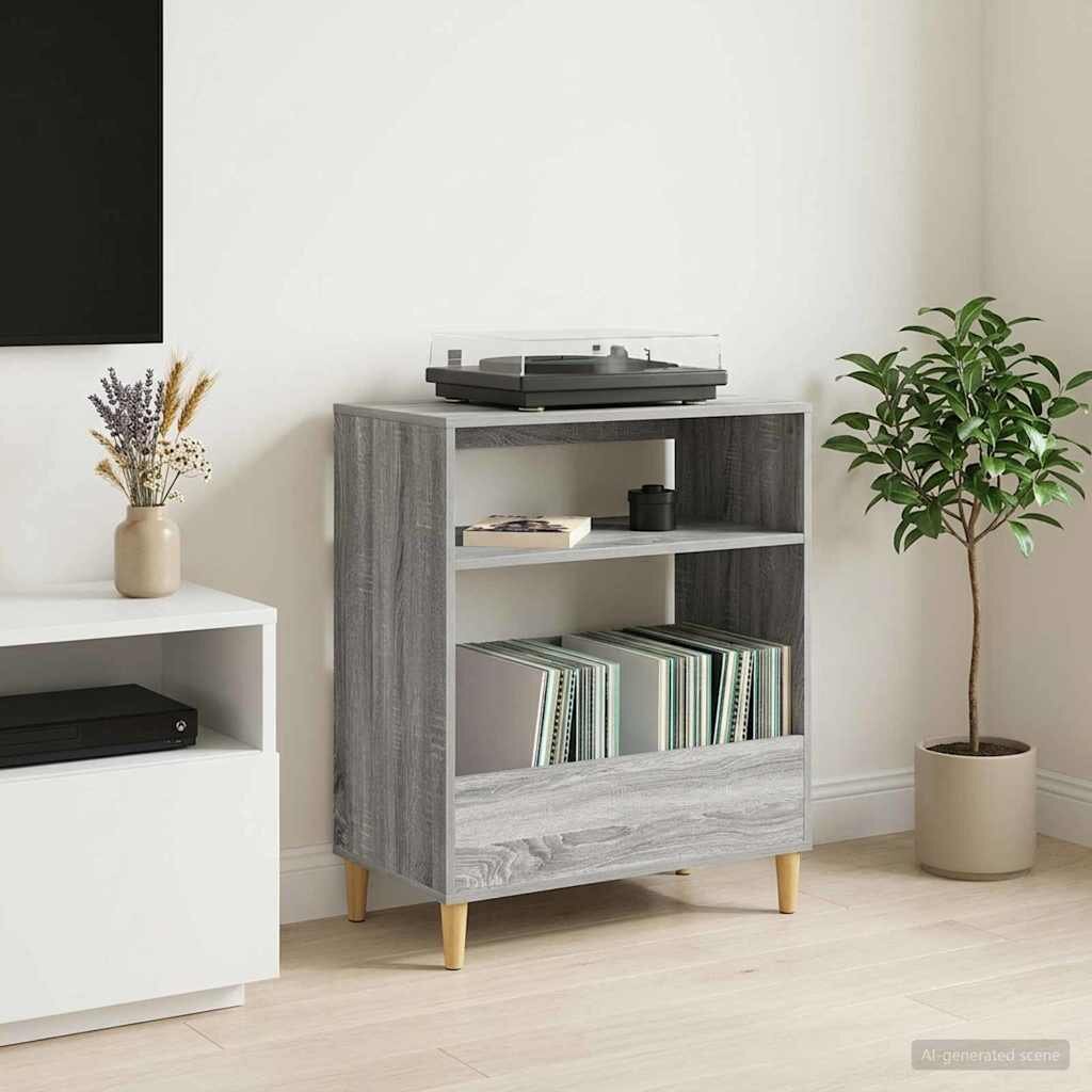 vidaXL Стойка за грамофон Сив Сонома 71 x 395 x 83 см