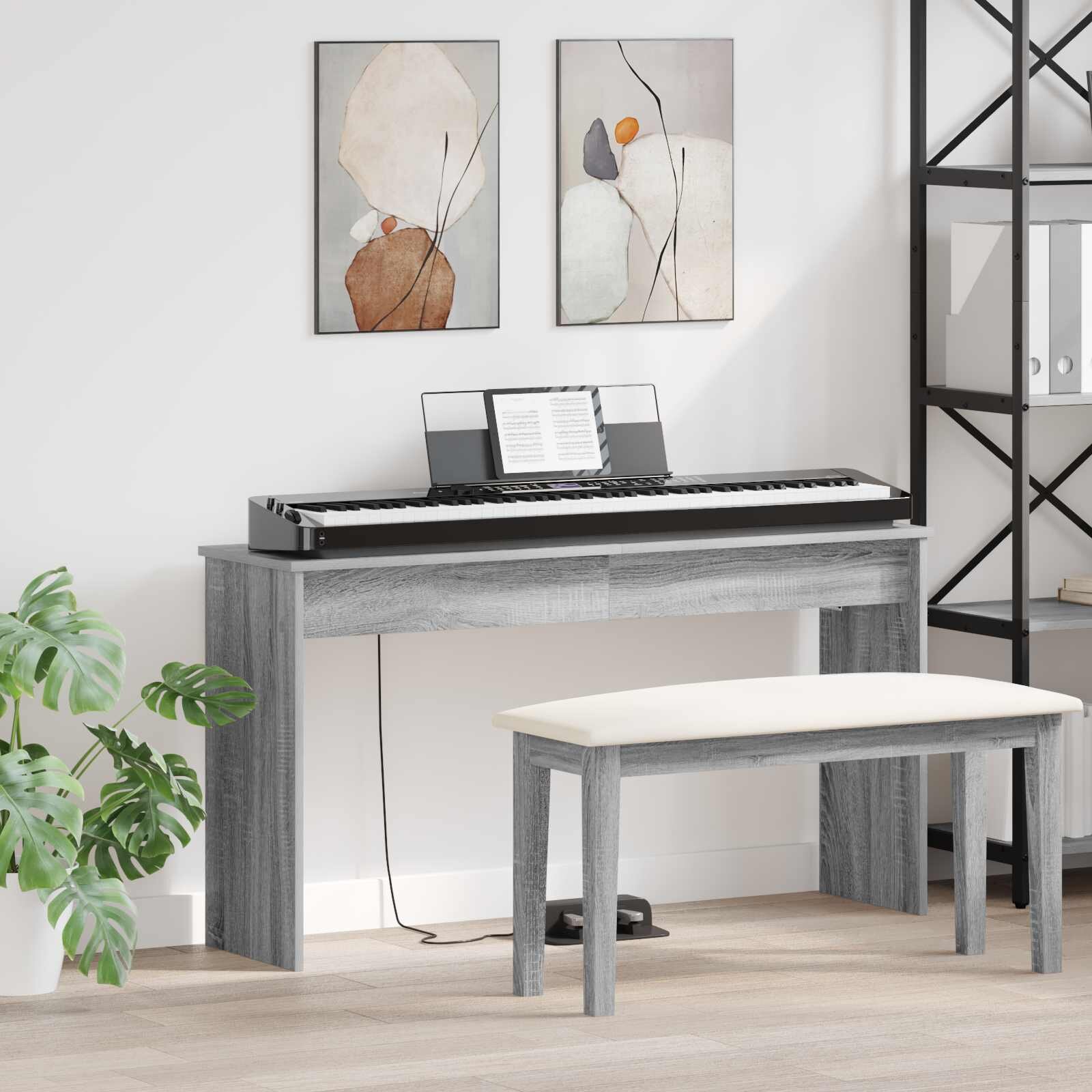vidaXL Стойка за клавиатура Сив Сонома 120 x 32 x 64 см