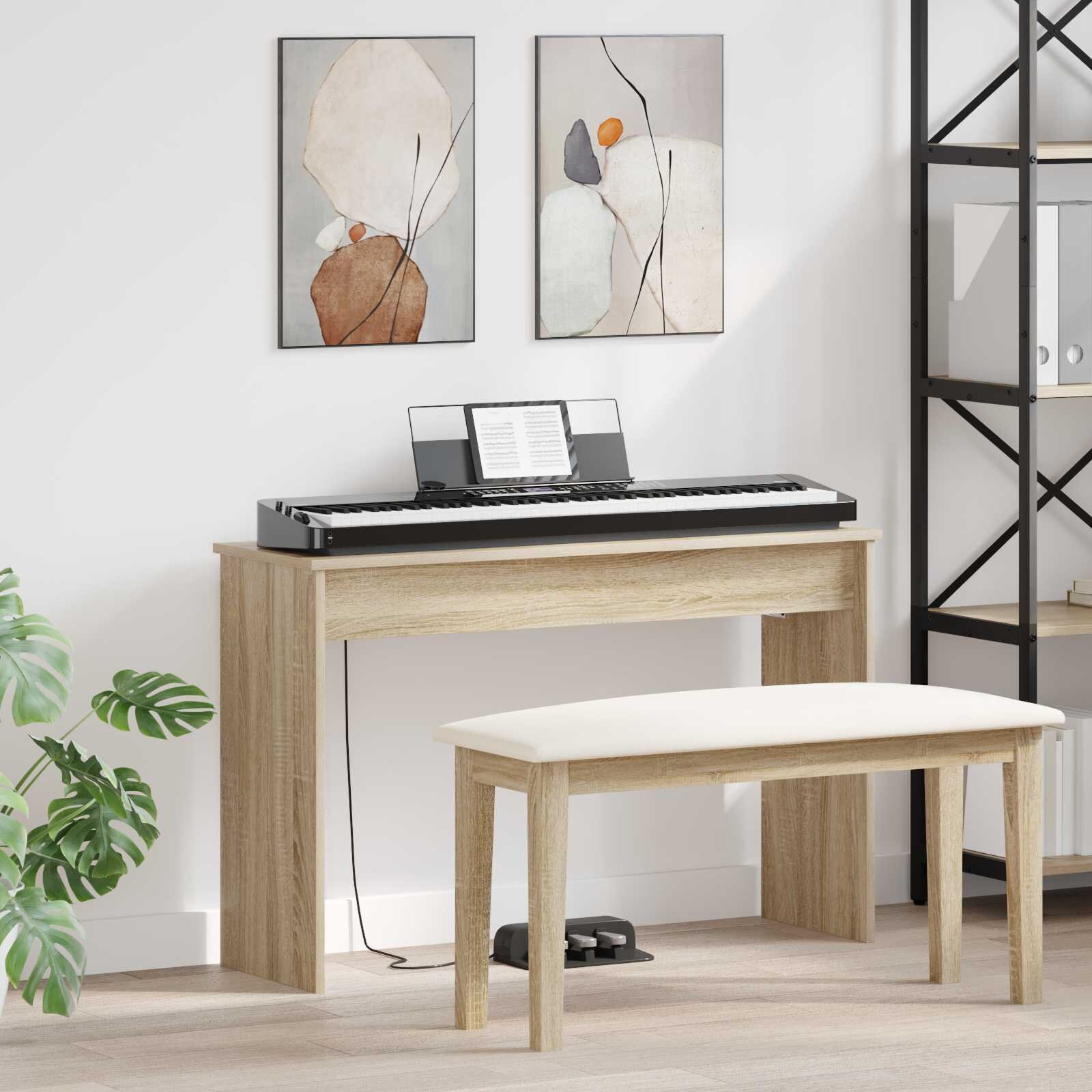vidaXL Стойка за клавиатура Сонома дъб 100 x 32 x 64 см