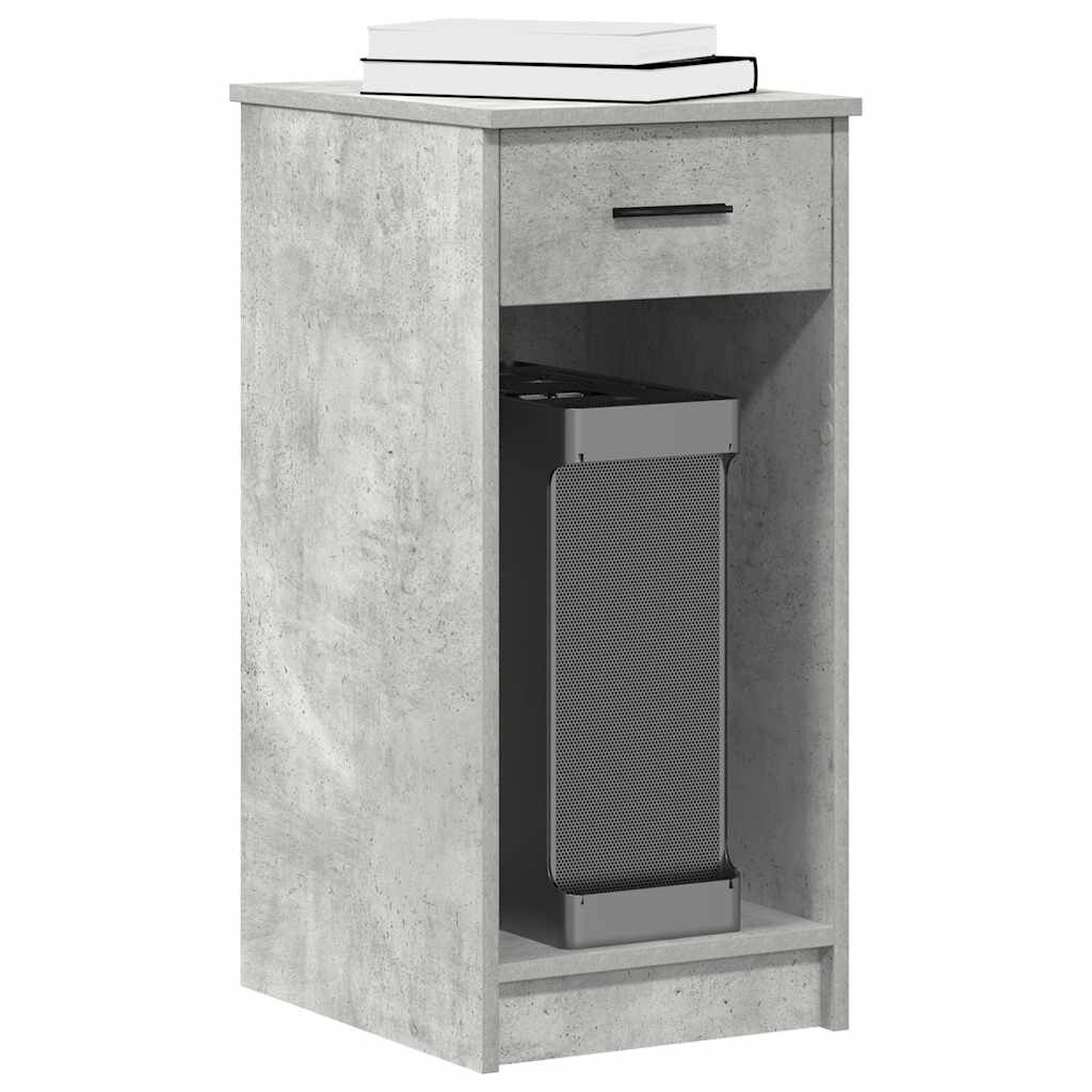 vidaXL Стойка за компютърна кула с чекмедже бетонно сив 35x45x77 см