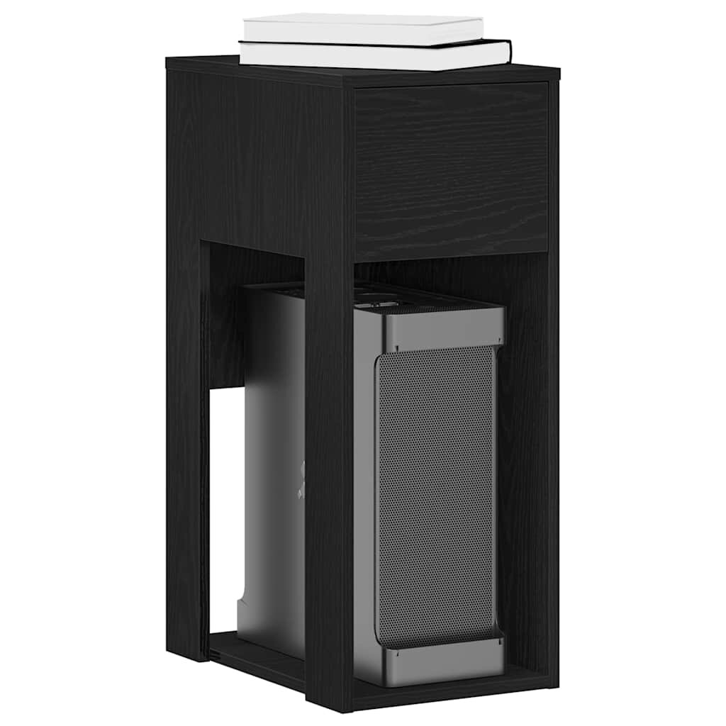 vidaXL Стойка за компютърна кула с чекмедже черно 30x44x74 см