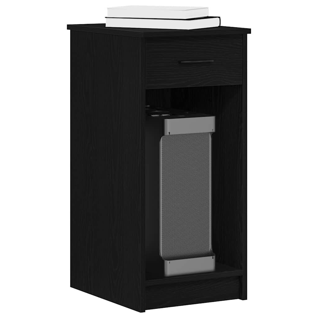 vidaXL Стойка за компютърна кула с чекмедже черно 35x45x77 см