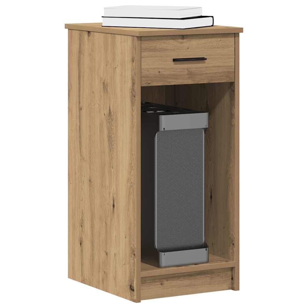 vidaXL Стойка за компютърна кула с чекмедже дъб артизан 35x45x77 см