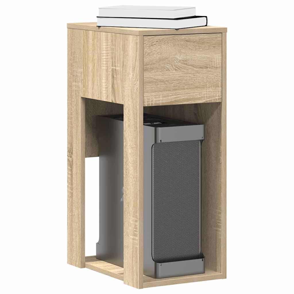 vidaXL Стойка за компютърна кула с чекмедже дъб сонома 30x44x74 см