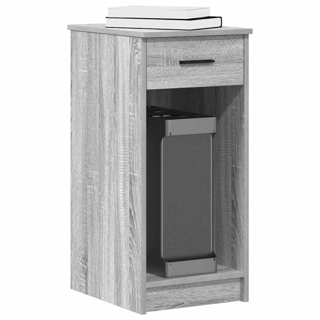 vidaXL Стойка за компютърна кула с чекмедже сив сонома 35x45x77 см