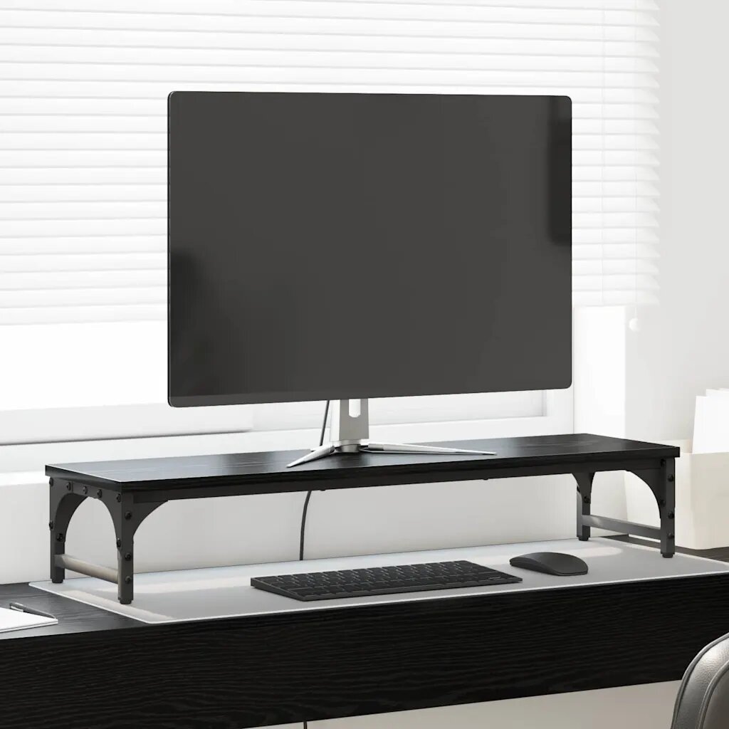 vidaXL Стойка за монитор Черен дъб 85 x 23 x 155 cm