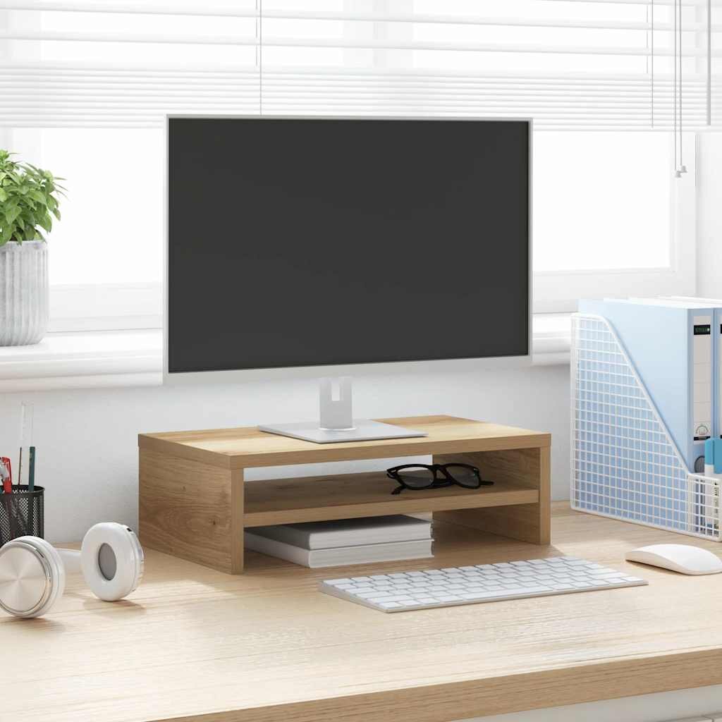 vidaXL Стойка за монитор дъб артизан 42x24x13 см инженерно дърво
