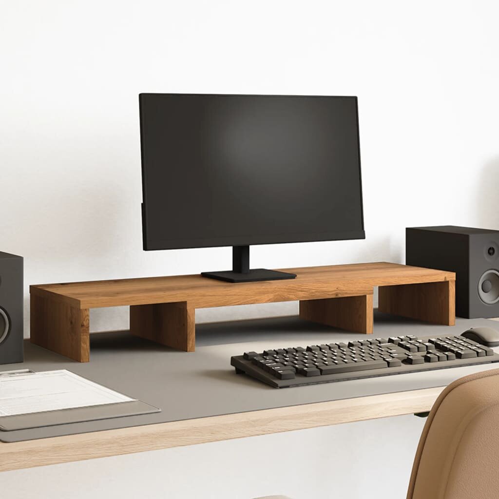 vidaXL Стойка за монитор дъб артизан 80x24x105 см инженерно дърво