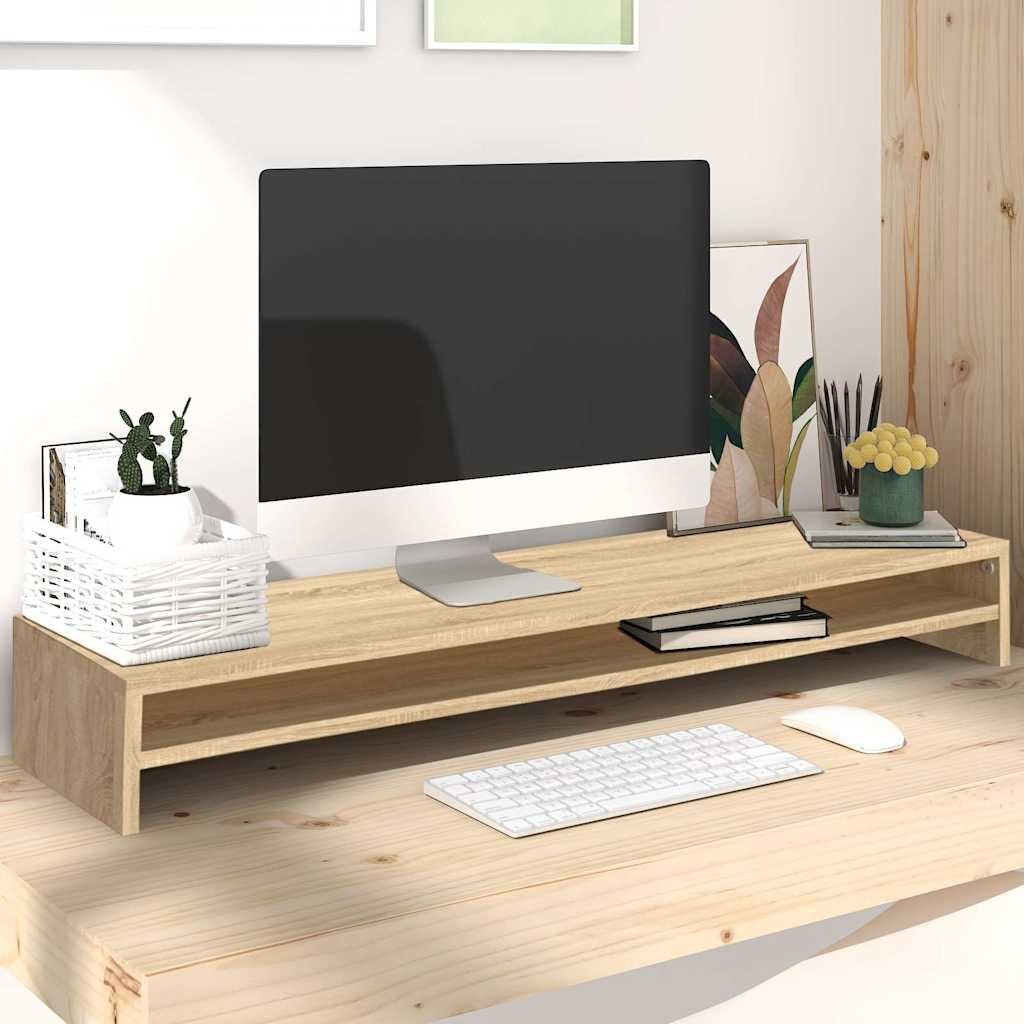 vidaXL Стойка за монитор дъб сонома 100x24x13 см инженерно дърво