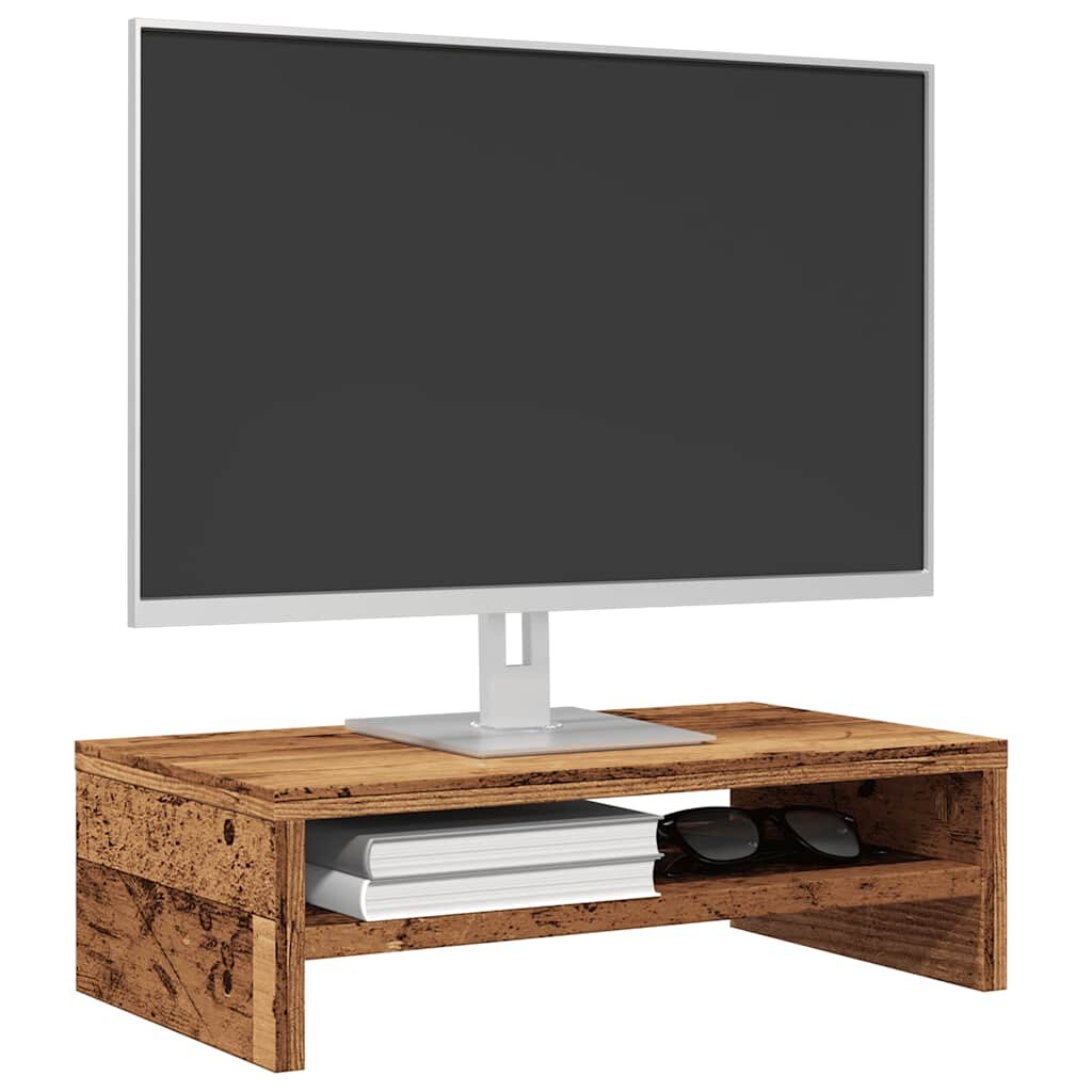 vidaXL Стойка за монитор от старо дърво 42x24x13 cm Инженерно дърво