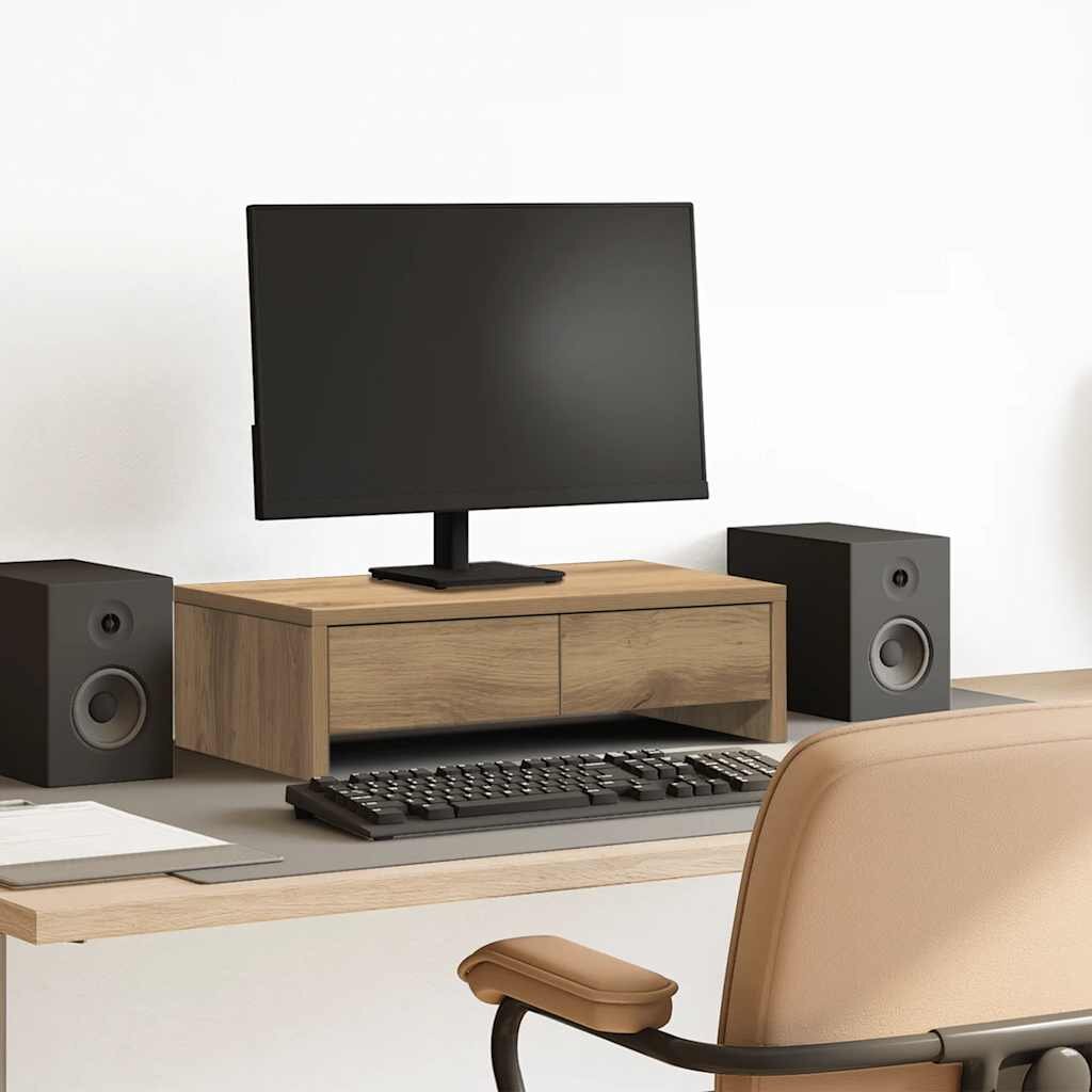 vidaXL Стойка за монитор с чекмеджета 50x27x15 см инженерно дърво