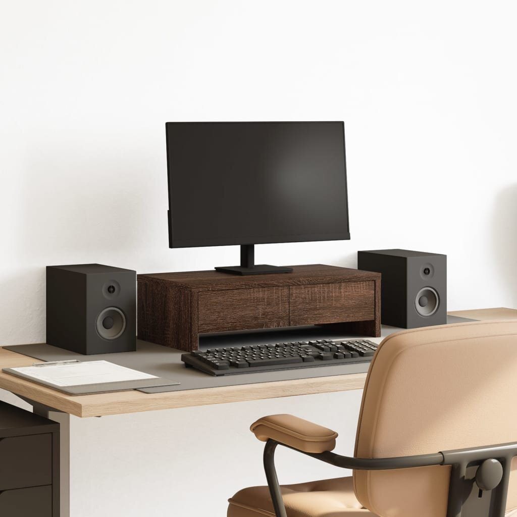 vidaXL Стойка за монитор с чекмеджета 50x27x15 см инженерно дърво